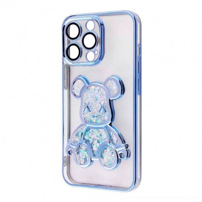 TPU чохол Cute Bear Liquid для iPhone 14 Pro Max Синій