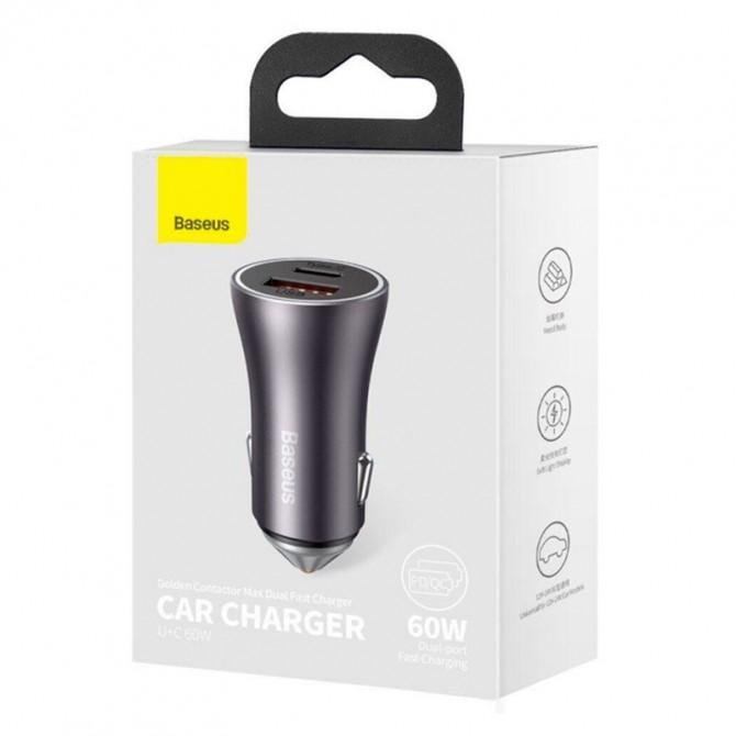 АЗУ 1USB + Type-C Baseus Golden Contactor Max (60W PD+QC3.0P) Dark Grey-1