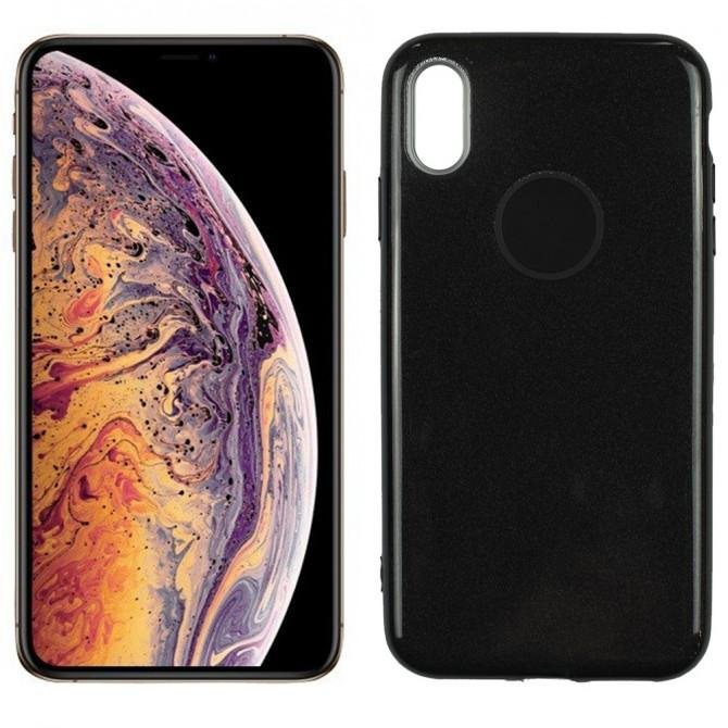 Чехол Silicone 3in1 Блёстки для iPhone Xs Max Чёрный