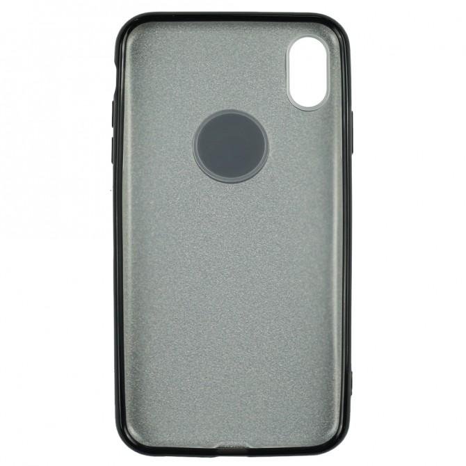 Чехол Silicone 3in1 Блёстки для iPhone Xs Max Чёрный-1