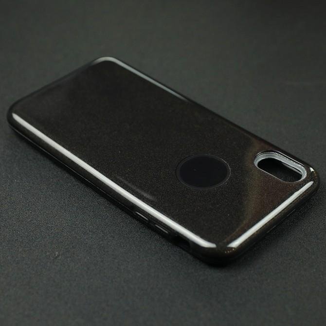 Чехол Silicone 3in1 Блёстки для iPhone Xs Max Чёрный-4