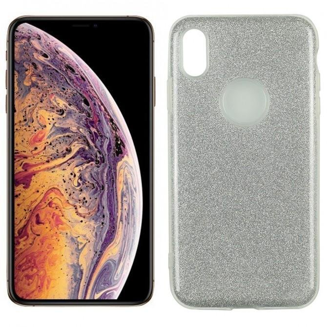 Чехол Silicone 3in1 Блёстки для iPhone Xs Max White