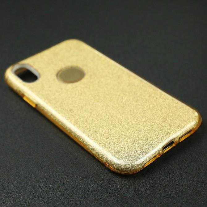 Чохол Silicone 3in1 Блискітки для iPhone XR Золотий-3