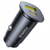 Автомобільний зарядний пристрій 1USB + Type-C Baseus GoTrip DP1 (30W) Black