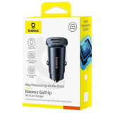 Автомобільний зарядний пристрій 1USB + Type-C Baseus GoTrip DP1 (30W) Black