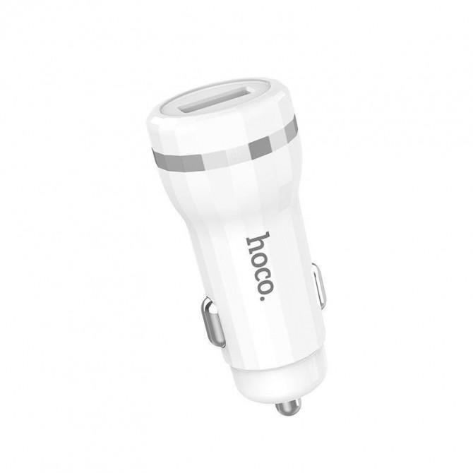 Автомобільний зарядний пристрій 2USB Hoco Z27 Бiлий + USB Cable iPhone 8 (2.4A)