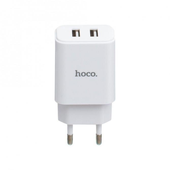 Мережевий зарядний пристрій 2USB Hoco C62A Бiлий + USB Cable Type-C (2.1A)
