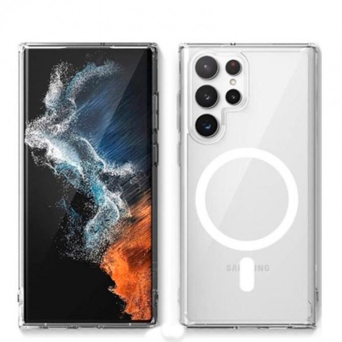 Чехол силиконовый MagSafe для Samsung Galaxy S22 Ultra Прозрачный-1