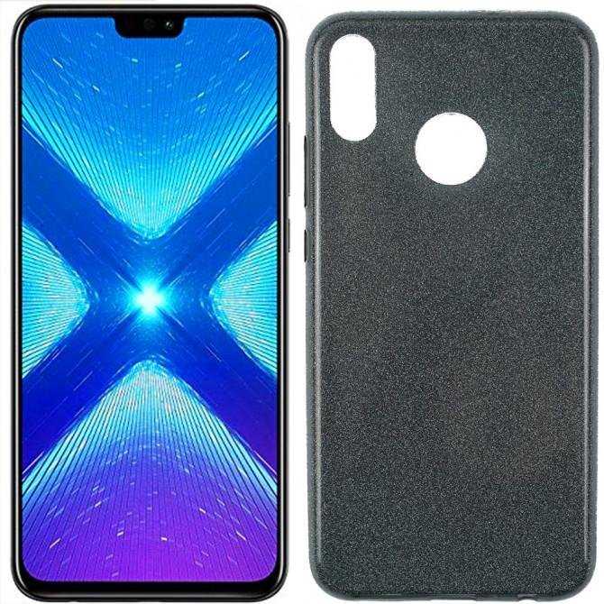 Чехол Silicone 3in1 Блёстки для Huawei Honor 8X Чёрный