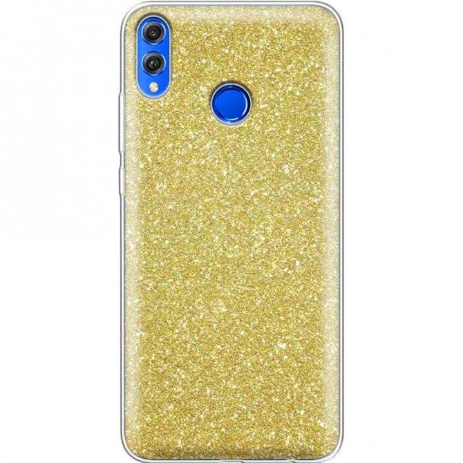 Чохол Silicone 3in1 Блискітки для Huawei Honor 8X Золотий-1