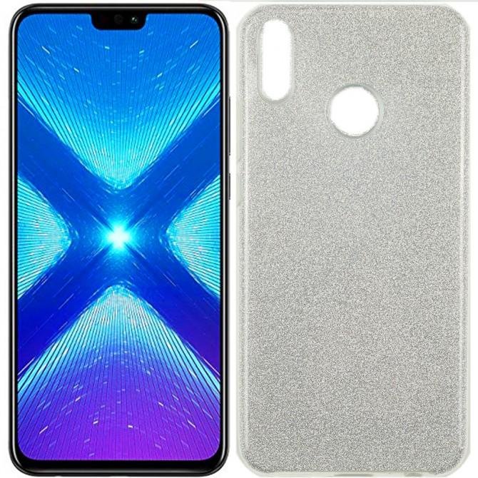 Чехол Silicone 3in1 Блёстки для Huawei Honor 8X White