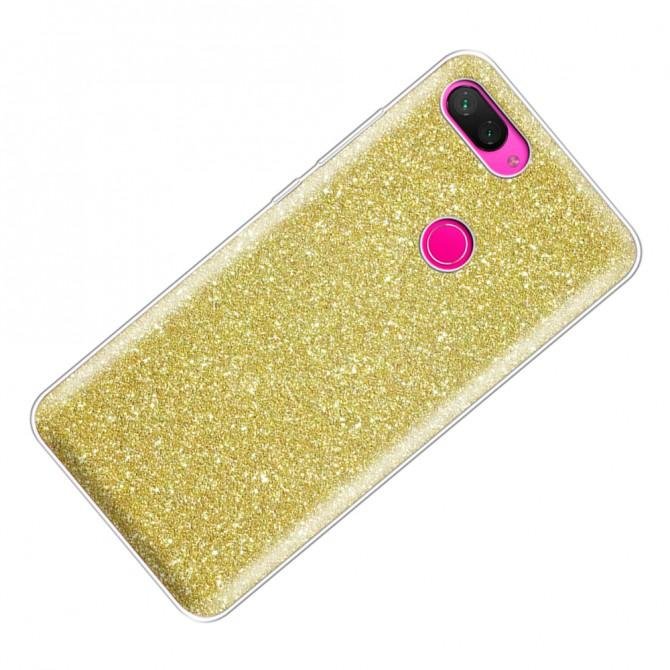 Чохол Silicone 3in1 Блискітки для Xiaomi Mi8 Lite Золотий-2