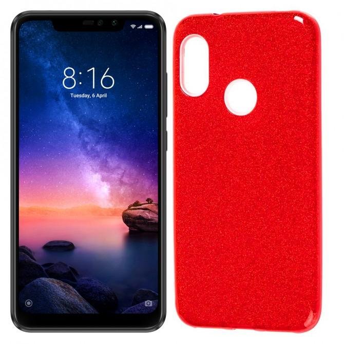 Чехол Silicone 3in1 Блёстки для Xiaomi Redmi 6 Pro/Mi A2 Lite Red