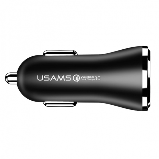 Автомобильное зарядное устройство Usams US-CC028 QC3.0 2.4A Dual USB Чёрный (24C28C01)-3