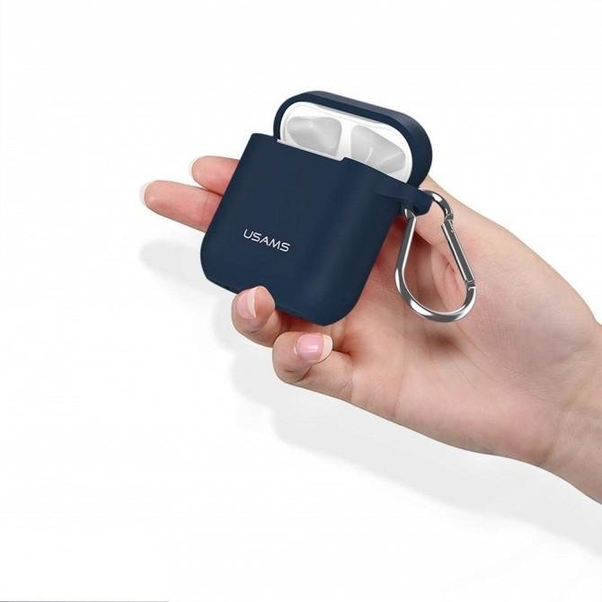Чехол Usams US-BH423 Silicone Protective Cover для Airpods Blue (BH423AP03)-2