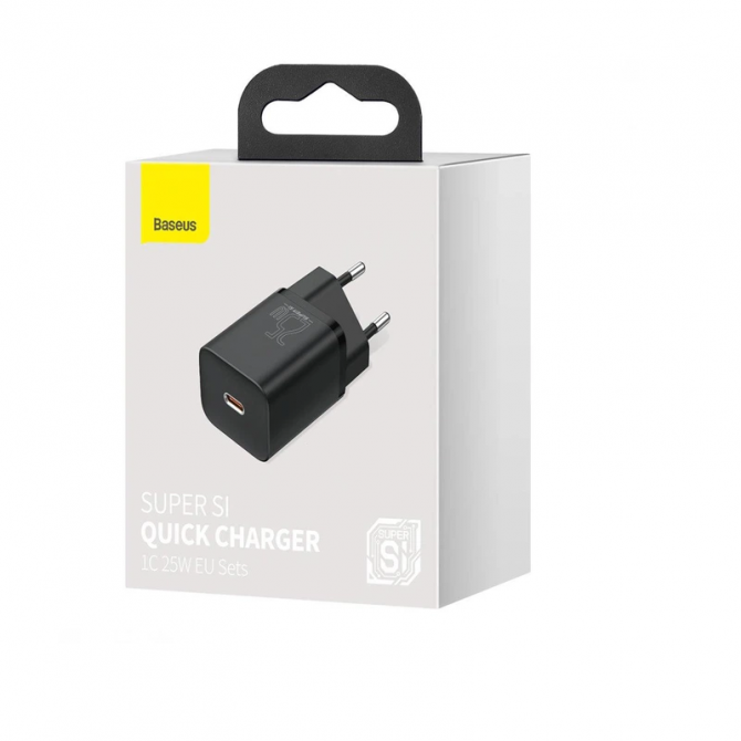 Мережевий зарядний пристрій Baseus Super Si Quick Charger PD25W (1USB-C) (CCSP) (Чорний)-2