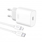 Мережевий зарядний пристрій XO L91EU PD 25W/1 USB-C White + Type-C to Lightning Cable Мережевий зарядний пристрій XO L91EU PD 25W/1 USB-C White + Type-C to Lightning Cable
