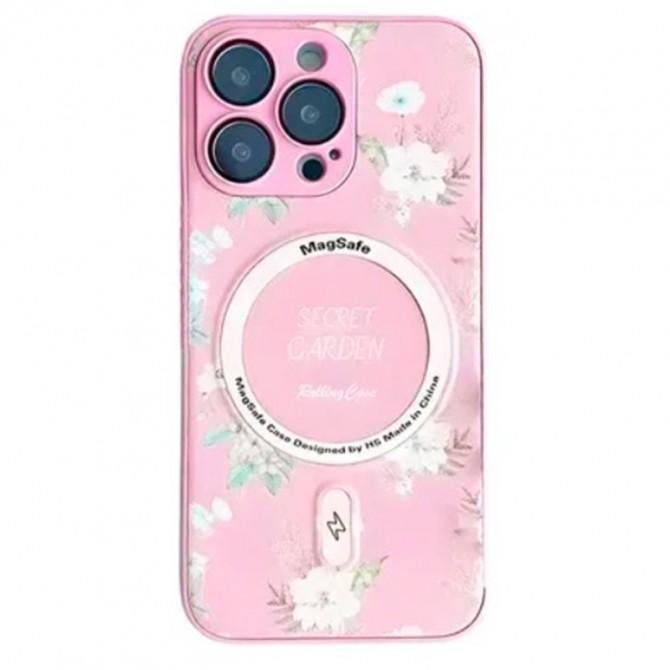 TPU+PC чохол Secret Garden with MagSafe для Apple iPhone 16 Pro (6.3") Pink