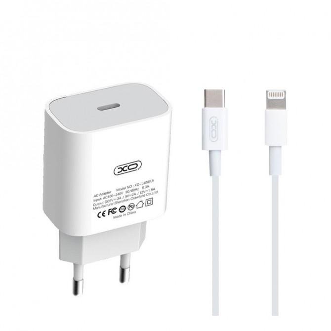Мережевий зарядний пристрій XO L40 18W/1 USB-C + Lightning White