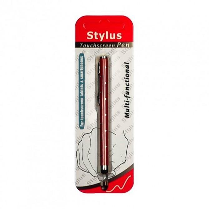 Стілус ємнісний, алюмінієвий з кристалами, червоний-2