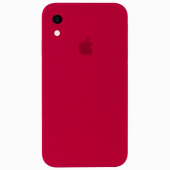 Силиконовый чехол для iPhone Xr Вишневый FULL (SQUARE SHAPE)
