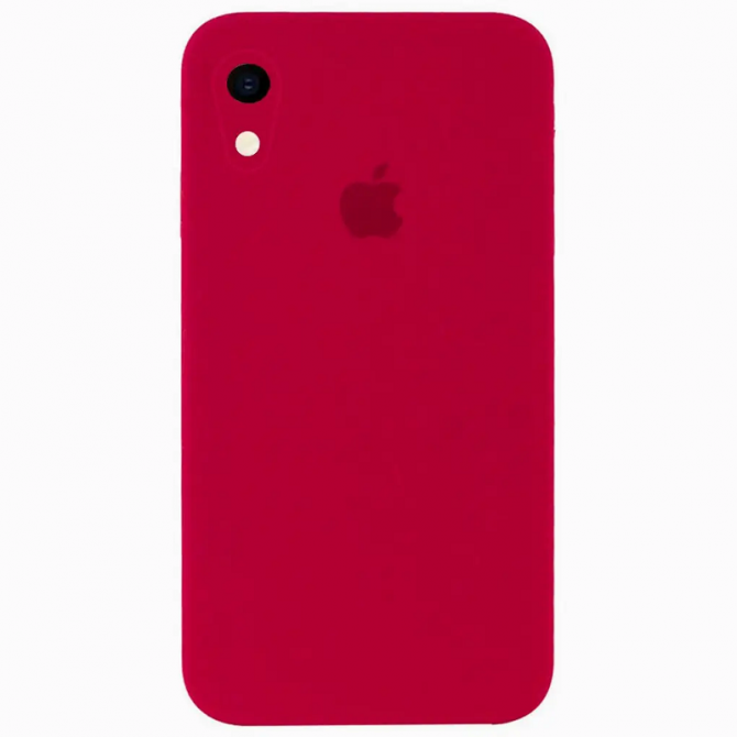 Силиконовый чехол для iPhone Xr Вишневый FULL (SQUARE SHAPE)