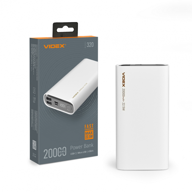 Дополнительная батарея Videx VPB-320-B 22.5 W 20000 mAh White-3