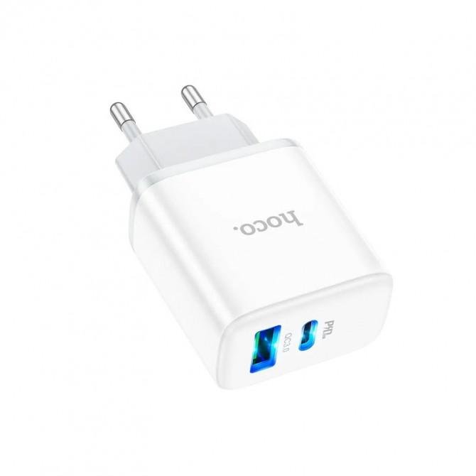 СЗУ 1USB + Type-C Hoco C105A PD20W+QC3.0 White-1