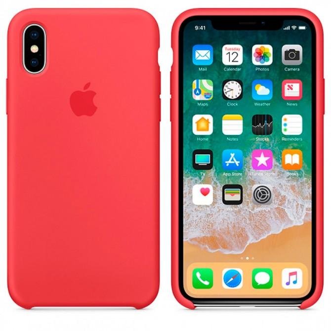 Оригинальный силиконовый чехол для iPhone X/Xs Клюква-1