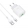 Сетевое зарядное устройство 1USB Hoco C72Q QC3.0 White + USB cable MicroUSB (2.1A)