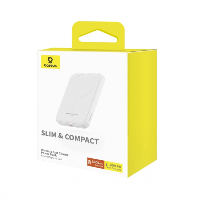 Дополнительная батарея Baseus Magnetic Mini Wireless Fast Charge (5000mAh) 20W White-2