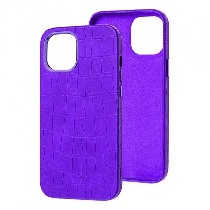Чохол Leather Croc Case для Apple Iphone 14 (6.1") Purple