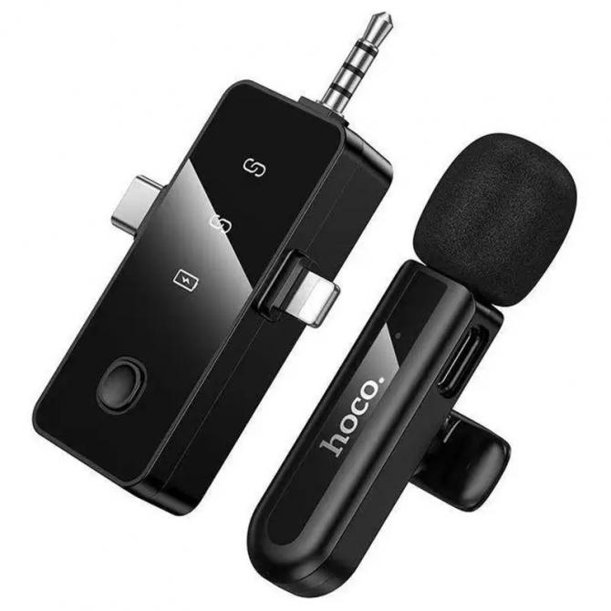Микрофон Hoco L20B Fair 3in1 mic wireless iPhone/Type-C/3.5 Черный