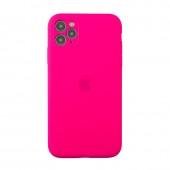 Оригинальный силиконовый чехол для iPhone 11 Pro Max Ярко Розовый FULL (with camera protection)