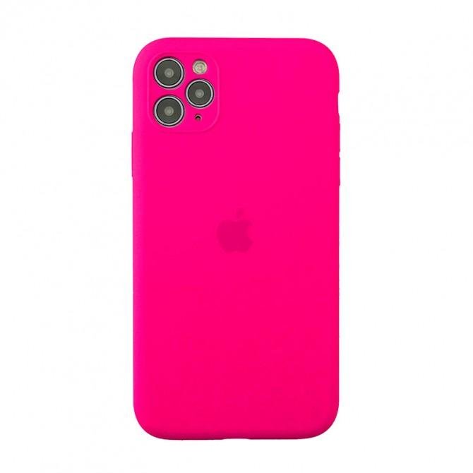 Оригинальный силиконовый чехол для iPhone 11 Pro Max Ярко Розовый FULL (with camera protection)