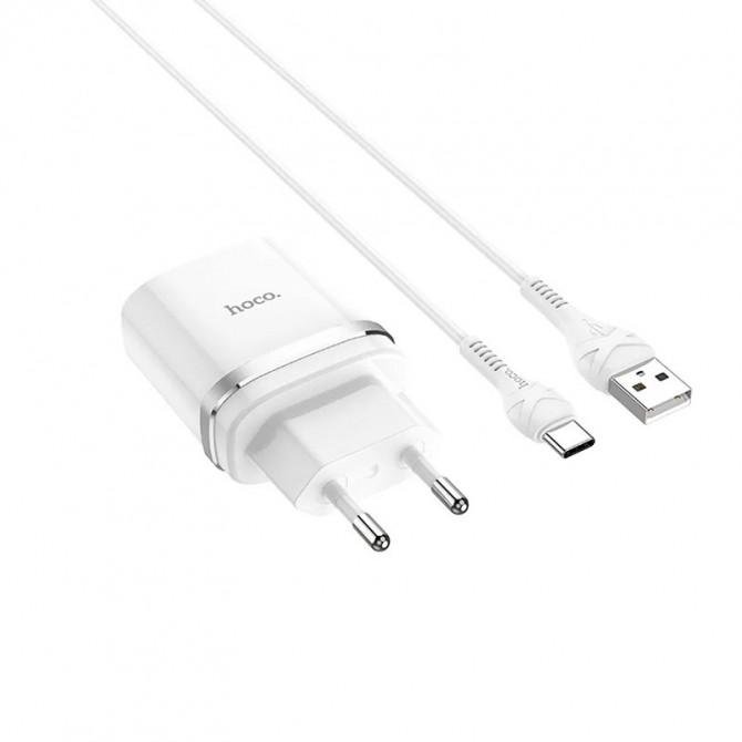 МЗП 1USB Hoco C12Q QC White + USB Cable Type-C (2.4A)