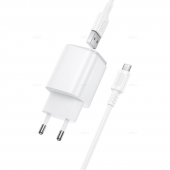 Сетевое зарядное устройство 1USB + Type-C Borofone BAS82A PD18W+QC3.0 White+Micro USB cable