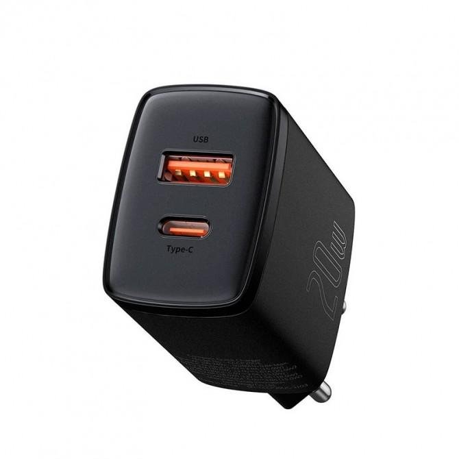 Сетевое зарядное устройство 1USB + Type-C Baseus Cube QC 20W Black