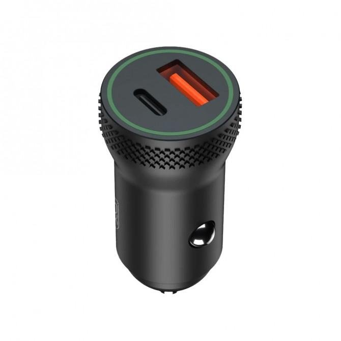 Автомобільний зарядний пристрій XO CC33 1 USB QC 3.0 + Type-C PD (18W) Black