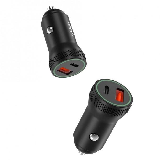 Автомобільний зарядний пристрій XO CC33 1 USB QC 3.0 + Type-C PD (18W) Black-2