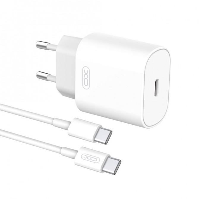 Сетевое зарядное устройство XO L91EU PD 25W/1 USB-C White + Type-C to Type-C Cable