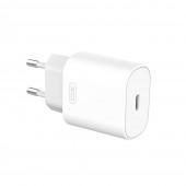Мережевий зарядний пристрій XO L91EU PD 25W/1 USB-C White + Type-C to Type-C Cable