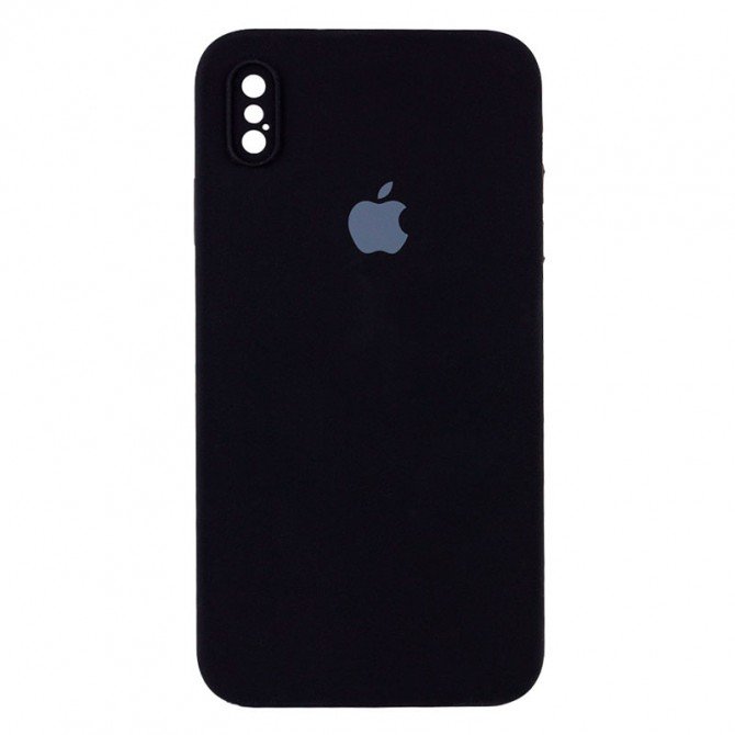 Силиконовый чехол для iPhone Xs Max Черный FULL (SQUARE SHAPE)