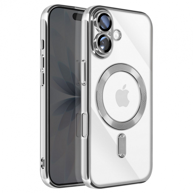 Чехол Wave Metyal Shining with MagSafe для iPhone 17 Серебряный-1
