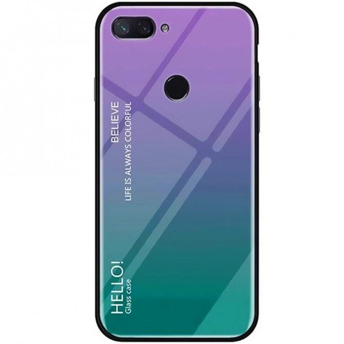 Чохол TPU Gradient HELLO Glass для Xiaomi Mi8 Lite Блакитний-1