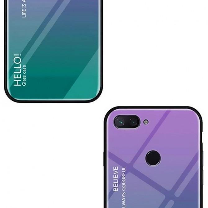 Чохол TPU Gradient HELLO Glass для Xiaomi Mi8 Lite Блакитний-2