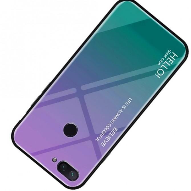 Чохол TPU Gradient HELLO Glass для Xiaomi Mi8 Lite Блакитний-3