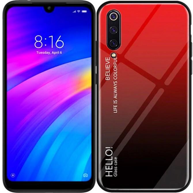 Чехол TPU Gradient HELLO Glass для Xiaomi Mi9 SE Красный