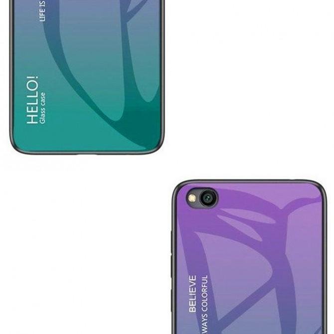 Чехол TPU Gradient HELLO Glass для Xiaomi Redmi GO Голубой-3