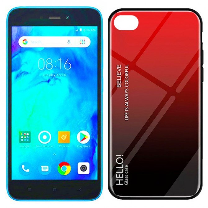 Чохол TPU Gradient HELLO Glass для Xiaomi Redmi GO Червоний